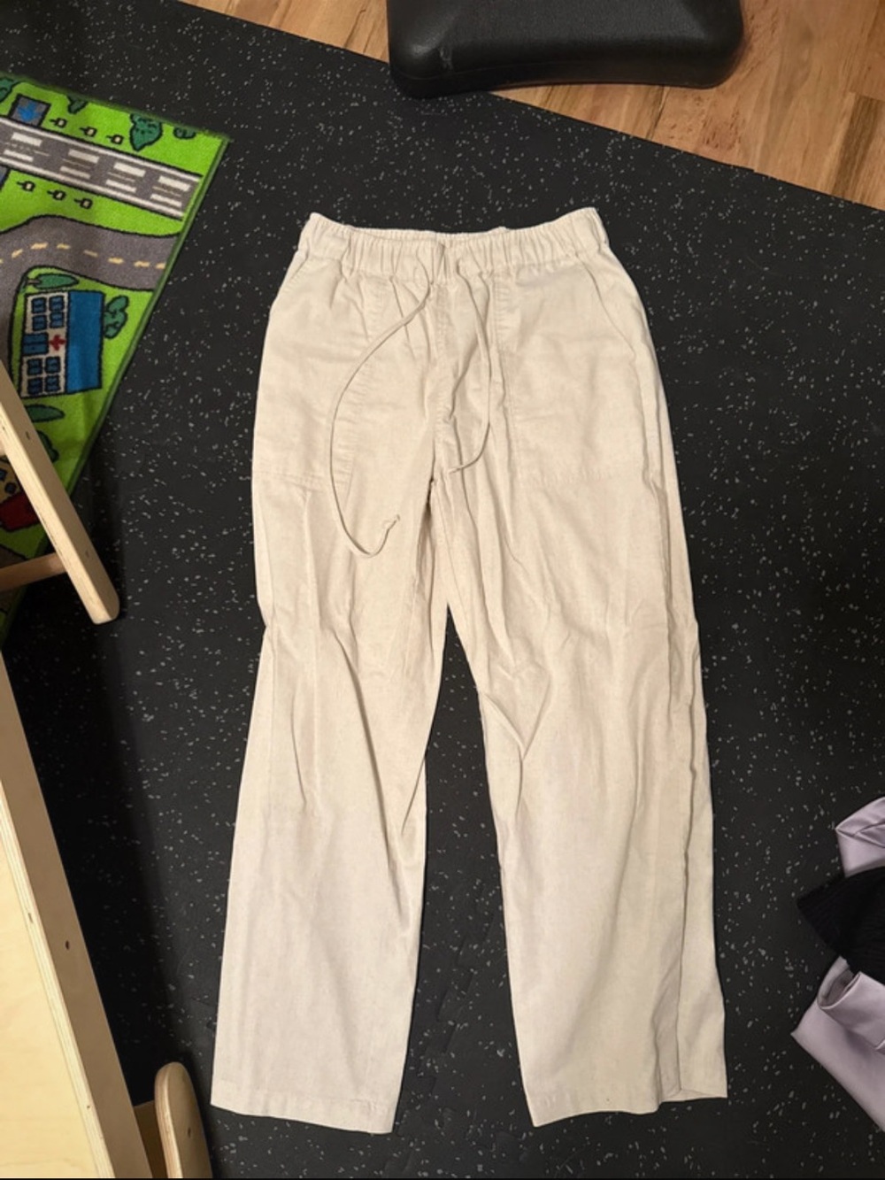 Amazon Women's Straight Leg Drawstring Pants in Beige